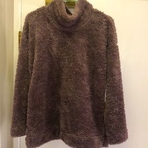 Teddy fur sweater. Turtle neck. Color is purple.